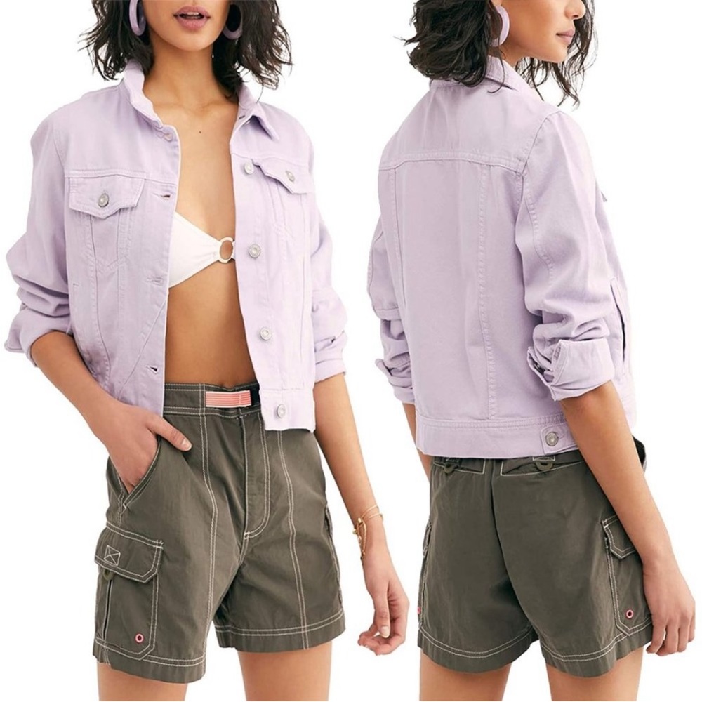Free People Rumors Denim Lilac Purple Jean Jacket